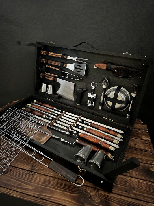 Set of Skewers in a Wooden Case-Table “Boar”