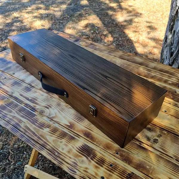 Camping Accessories BBQ Skewers Set in a Wooden Case - 7 items