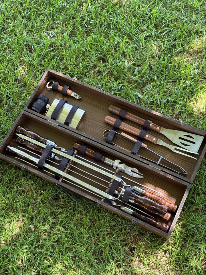 Luxury brown BBQ Set in Wooden Case with Ararat mountains
