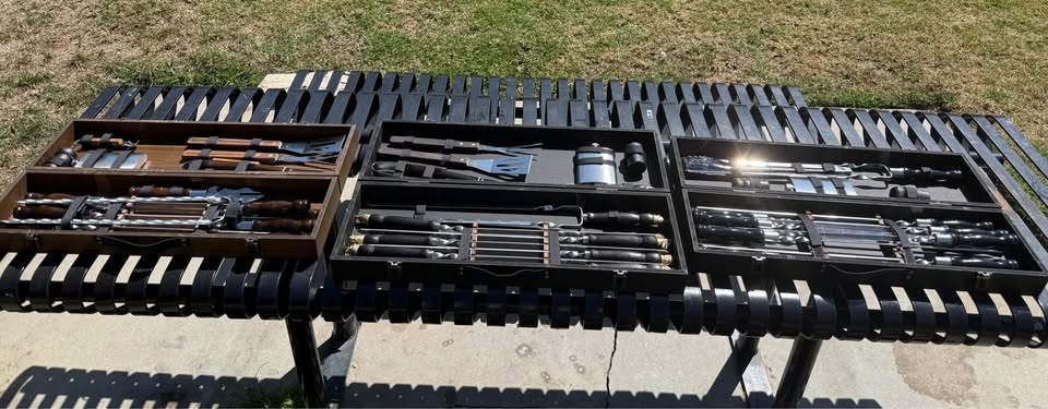 BBQ Skewers Set Best Gift for men in Black Wooden Case