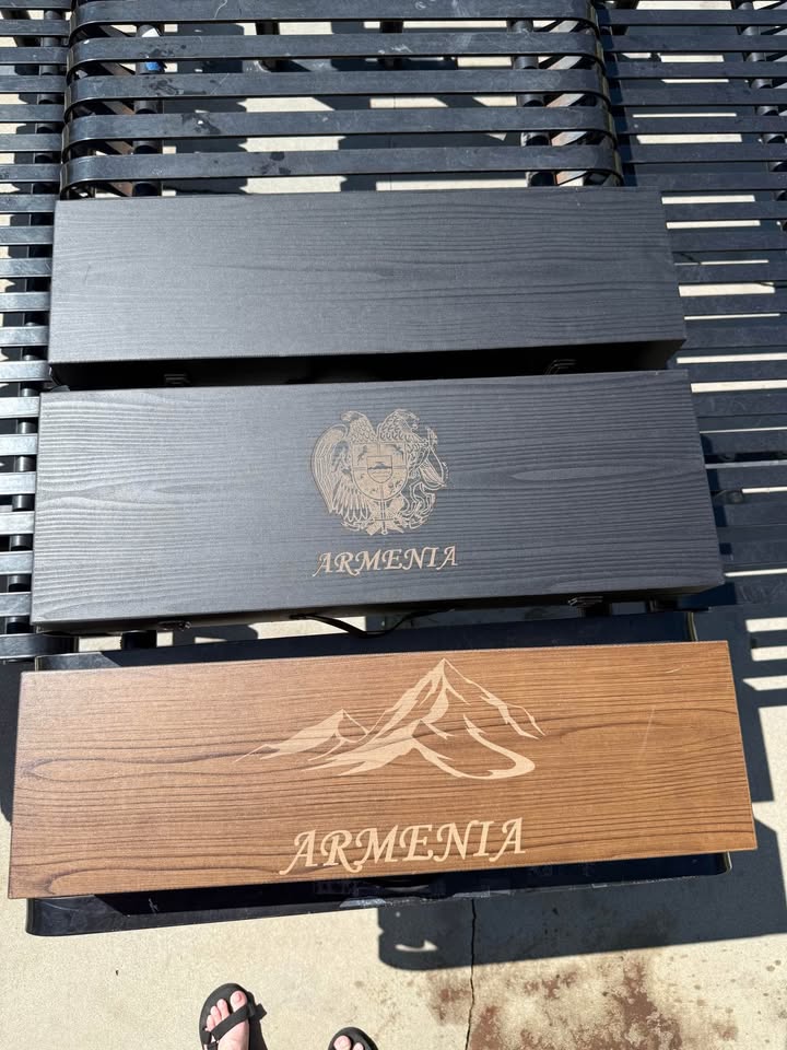 Luxury brown BBQ Set in Wooden Case with Ararat mountains