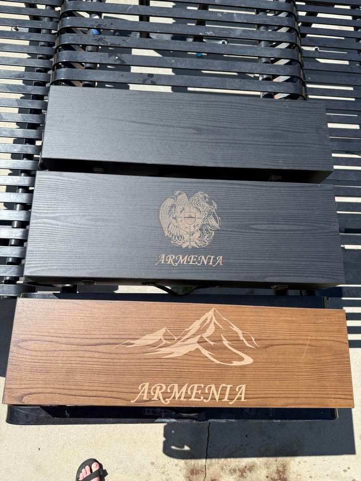 Luxury BBQ Skewers Set in Wooden Case with Armenian Logo