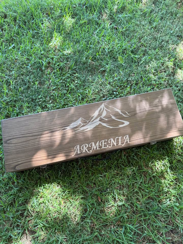 Luxury brown BBQ Set in Wooden Case with Ararat mountains