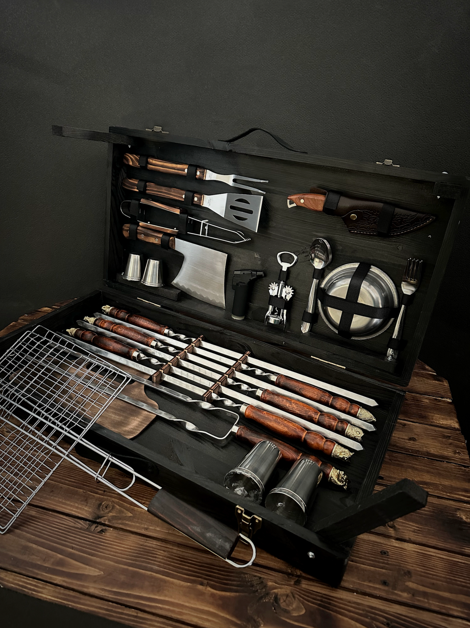 Set of Skewers in a Wooden Case-Table “Boar”