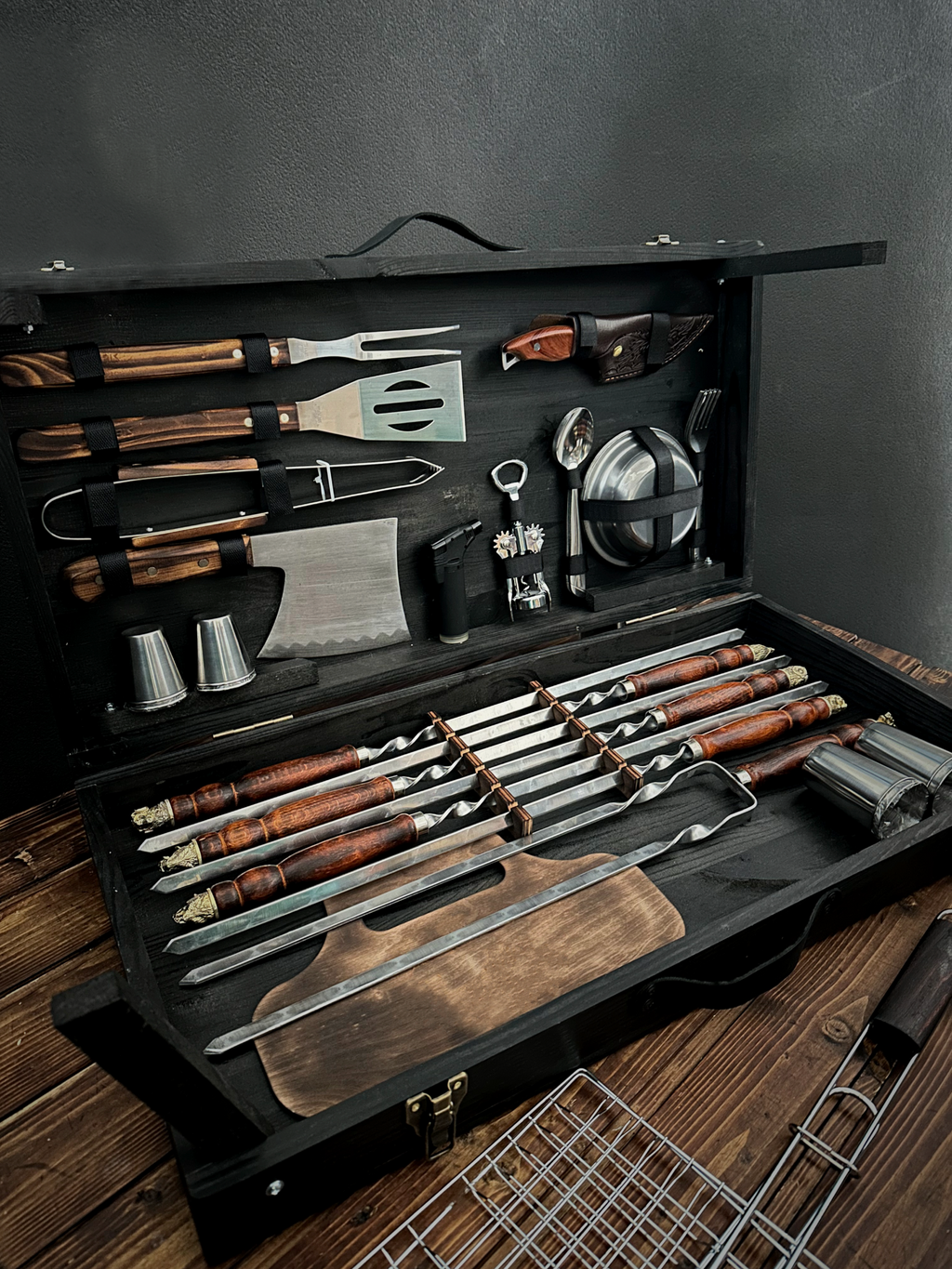 Set of Skewers in a Wooden Case-Table “Boar”