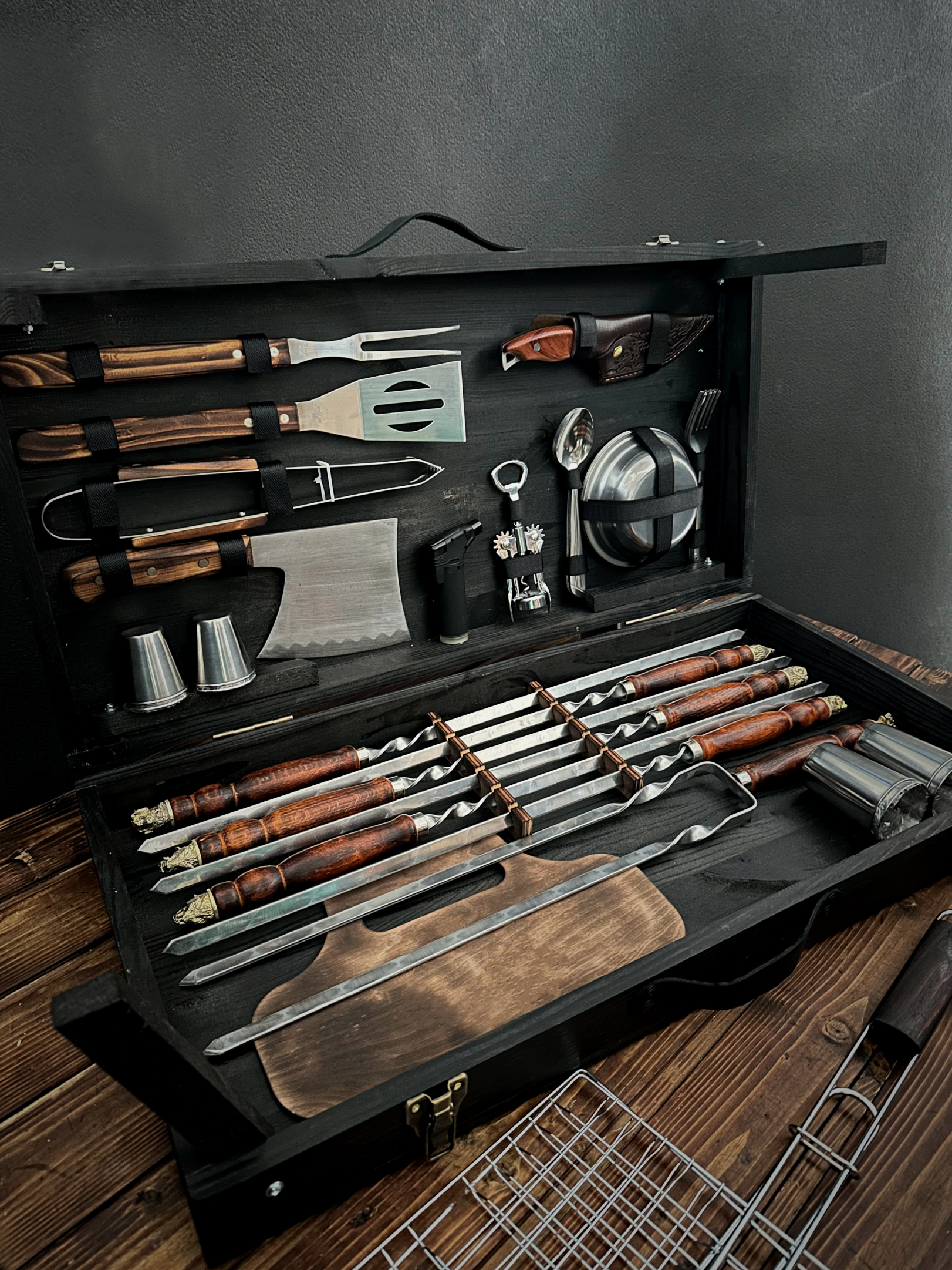 Set of Skewers in a Wooden Case-Table “Boar”