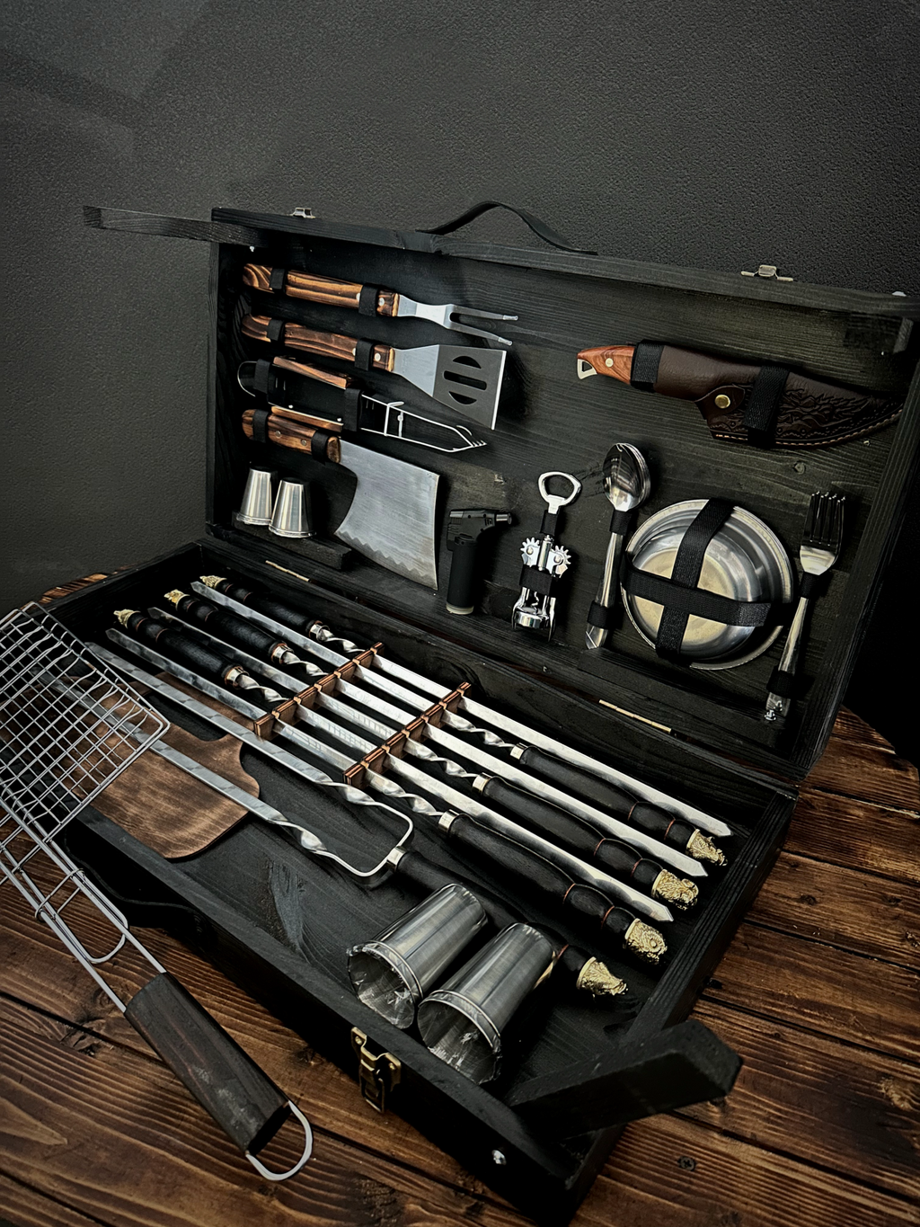 Set of Skewers in a Wooden Case-Table “Boar”