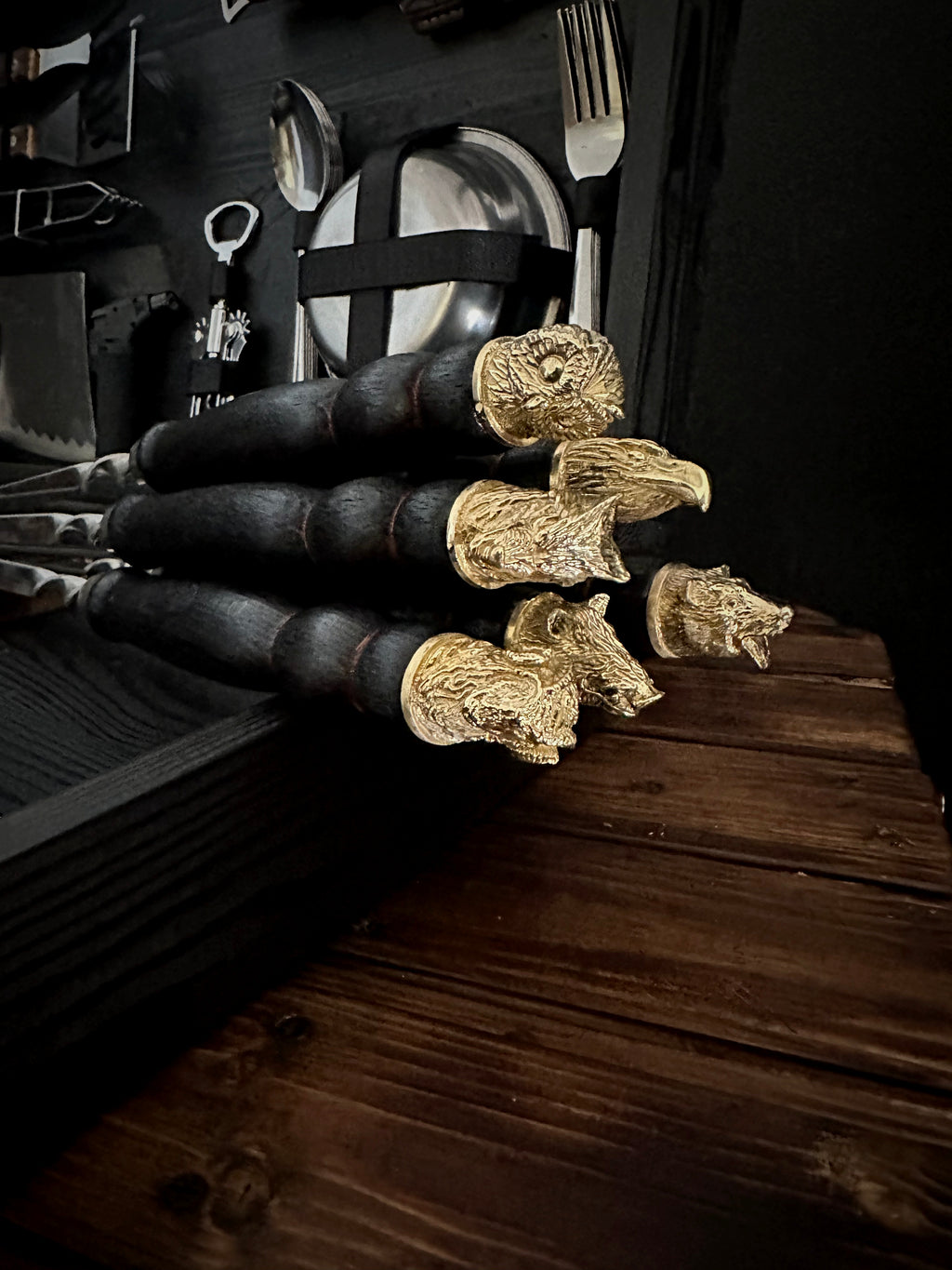 Set of Skewers in a Wooden Case-Table “Boar”