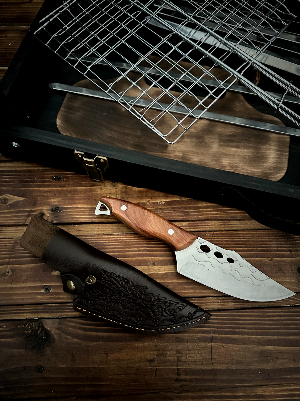 Set of Skewers in a Wooden Case-Table “Boar”